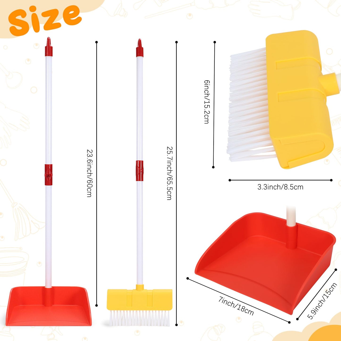 Limiroler Kids Cleaning Toy Set Toddlers Broom 2 Pcs - Kids Broom And Dust Pan Set For Housekeeping Pretend Play Cleaning Set, C