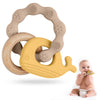 Vicloon Baby Teether Toys, Silicone & Natural Wood Teether Ring, Baby Teething Toys For Babies 0 Months+, Silicone Chewable Ring