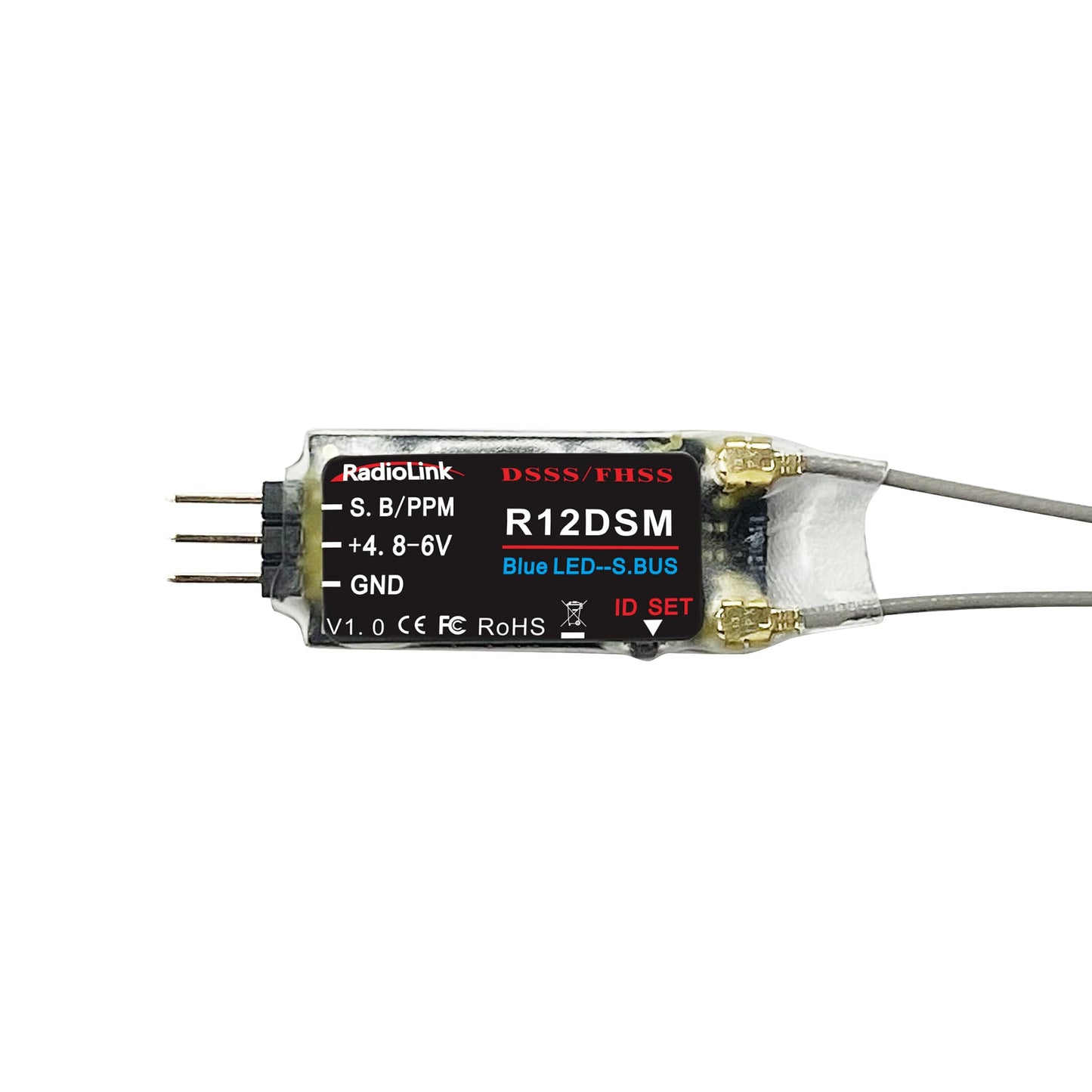 Radiolink R12DSM 2.4Ghz 12 Channels Micro RC Receiver SBUS/PPM Long Range Control for FPV Racing Drone, Quadcopter, Helicopter