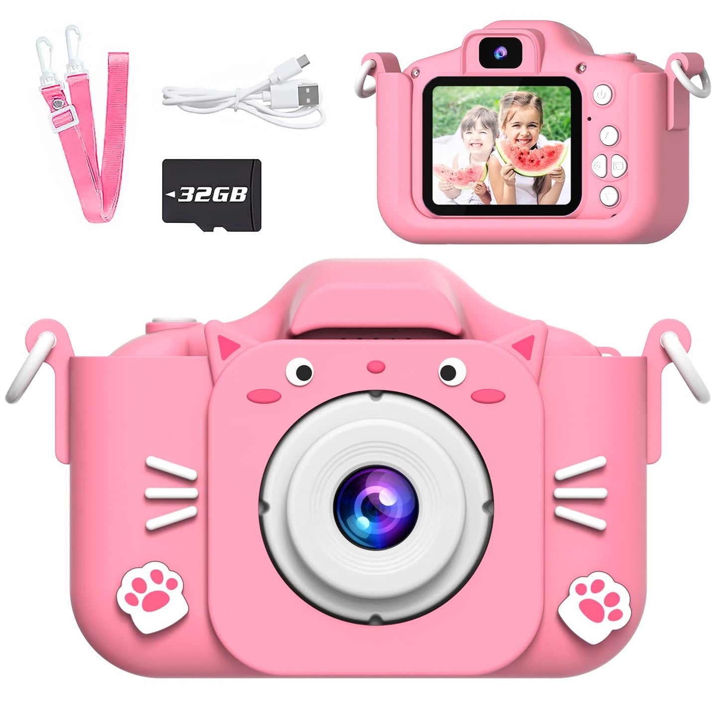 Splashnspray Kids Camera, Toys For Ages 3-7, Camera For Kids, Present For 3 Years+ Old Girls, Kids Camera With Cute Silicone Sle