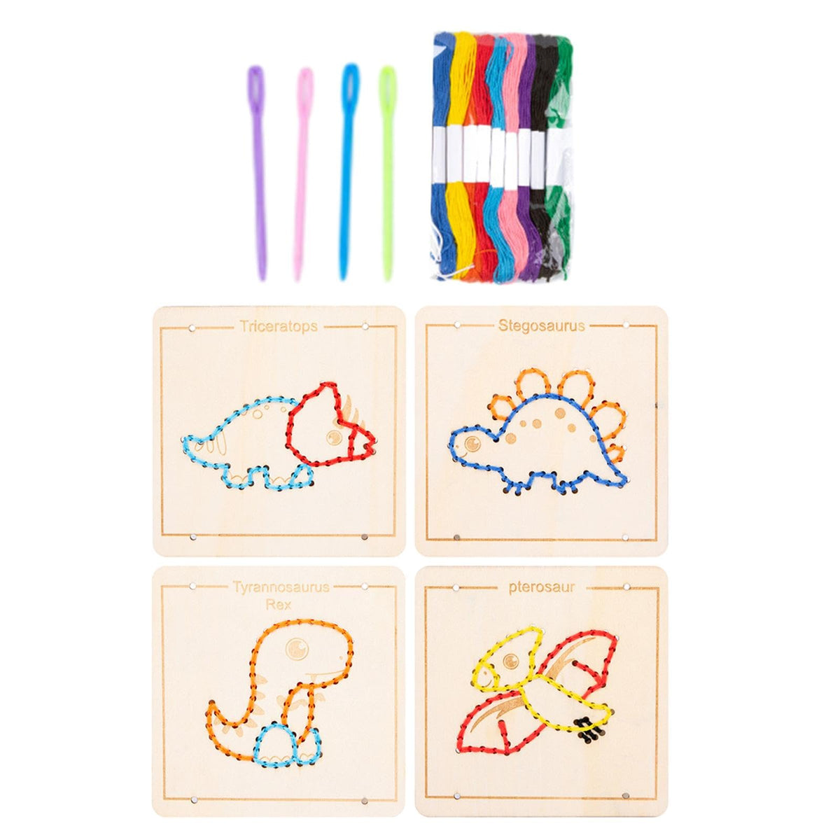 ECOMISTIQ Wooden Lacing Toy Embroidery Puzzle Montessori Boys Girls Preschool Dinosaur| Other Educational Toys| |Toys & Hobbies