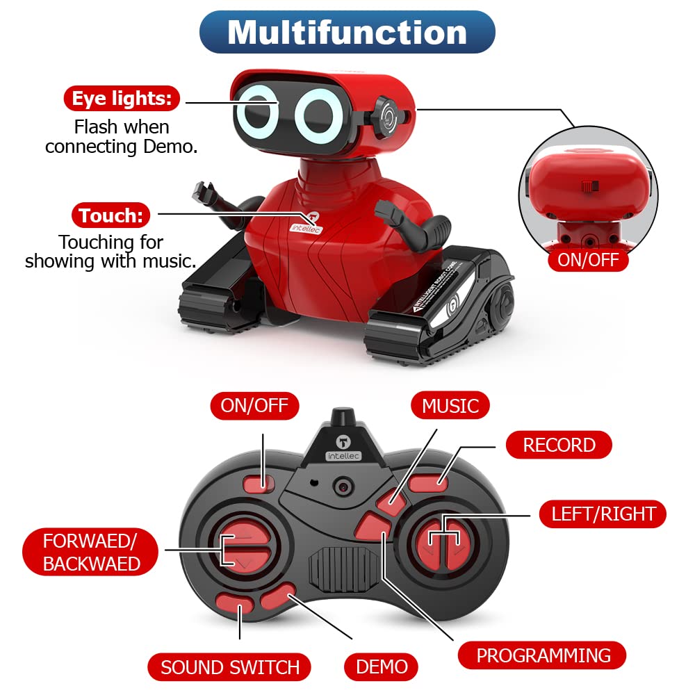 HONGCA Rechargeable Remote Control Robot Toy for Kids, 4.7 Red Robot with Touch Sense, Music, Dance Moves - Perfect Gift for Ages 3+