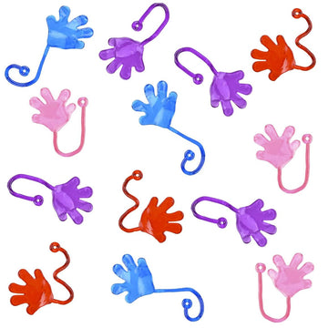 The Dreidel Company Sticky Hands Vinyl, Stretchy Sticky Fingers With Long String In Assorted Colors (Pack Of 12)