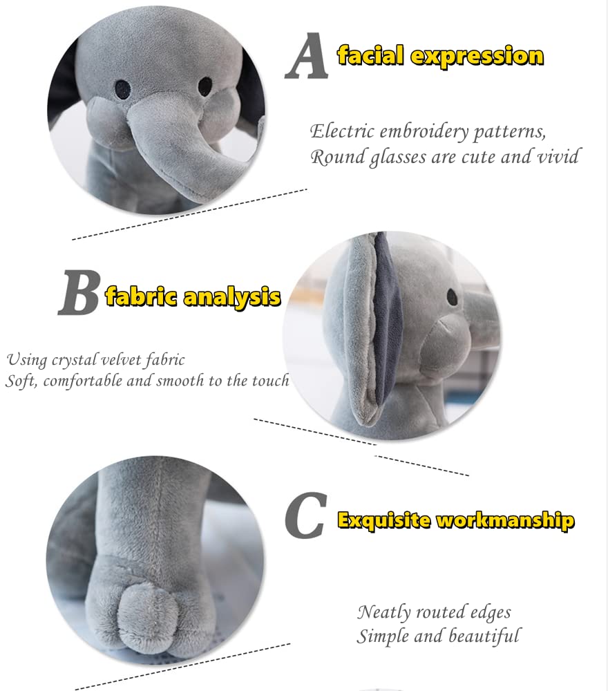 NatureMan Elephant Stuffed Animals - Kawaii plushiesToys for Baby, Boy, Girls Plush Toys Gifts - Great for Nursery, Room Decor,