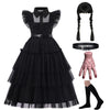 Ruxinrua Black Costume Dress, 4-13 Years Girls Outfits With Accessories Dress Up Set, Family Halloween Cosplay Party (9-10 Years)