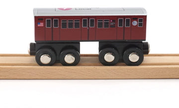 MUNI PALS Wooden Railway Redbird 7 Train - NYC Subway Nostalgia Series, Child Safe & Tested Wood Toy Train