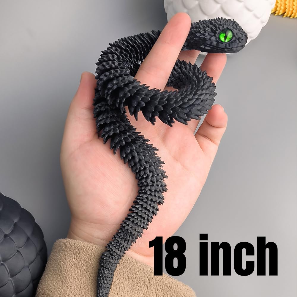 Wuqiren 2Pcs 18'' 3D Printed Snake,3D Printed Animals,Like Movable Snake Realistic Slithering Design (Black And White)