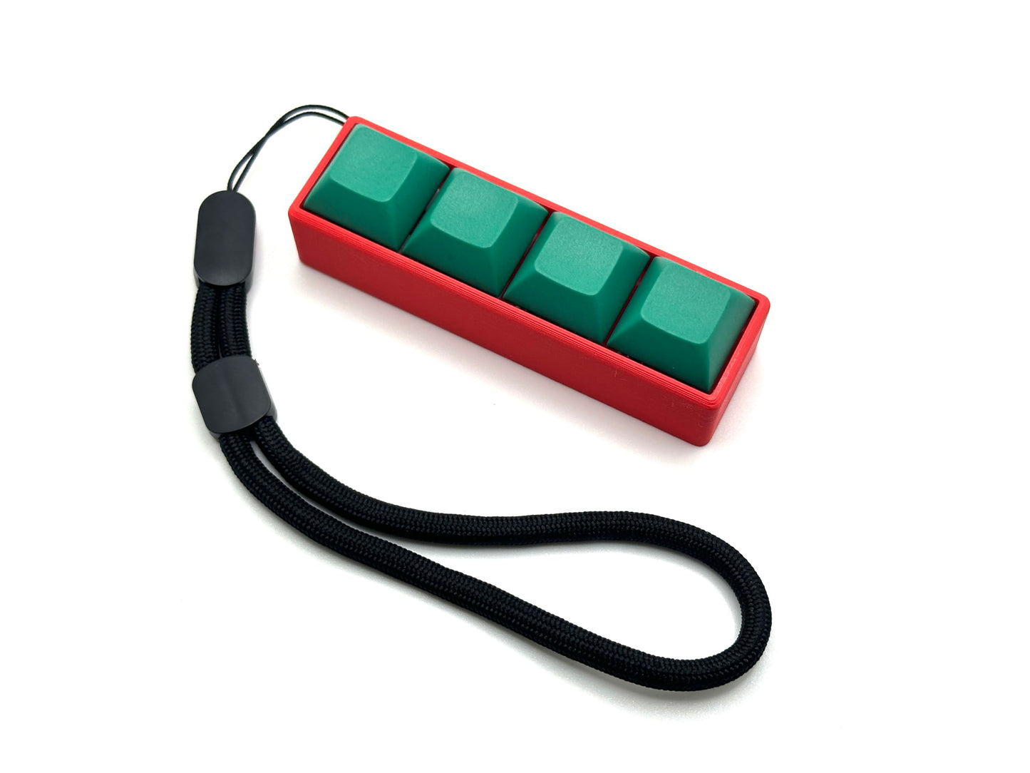 Four-Button Clicky Mechanical Switch Fidget Toy | Stim Toy, Stress Relief, Adhd (Red Base, Dark Forest Green Keycaps)