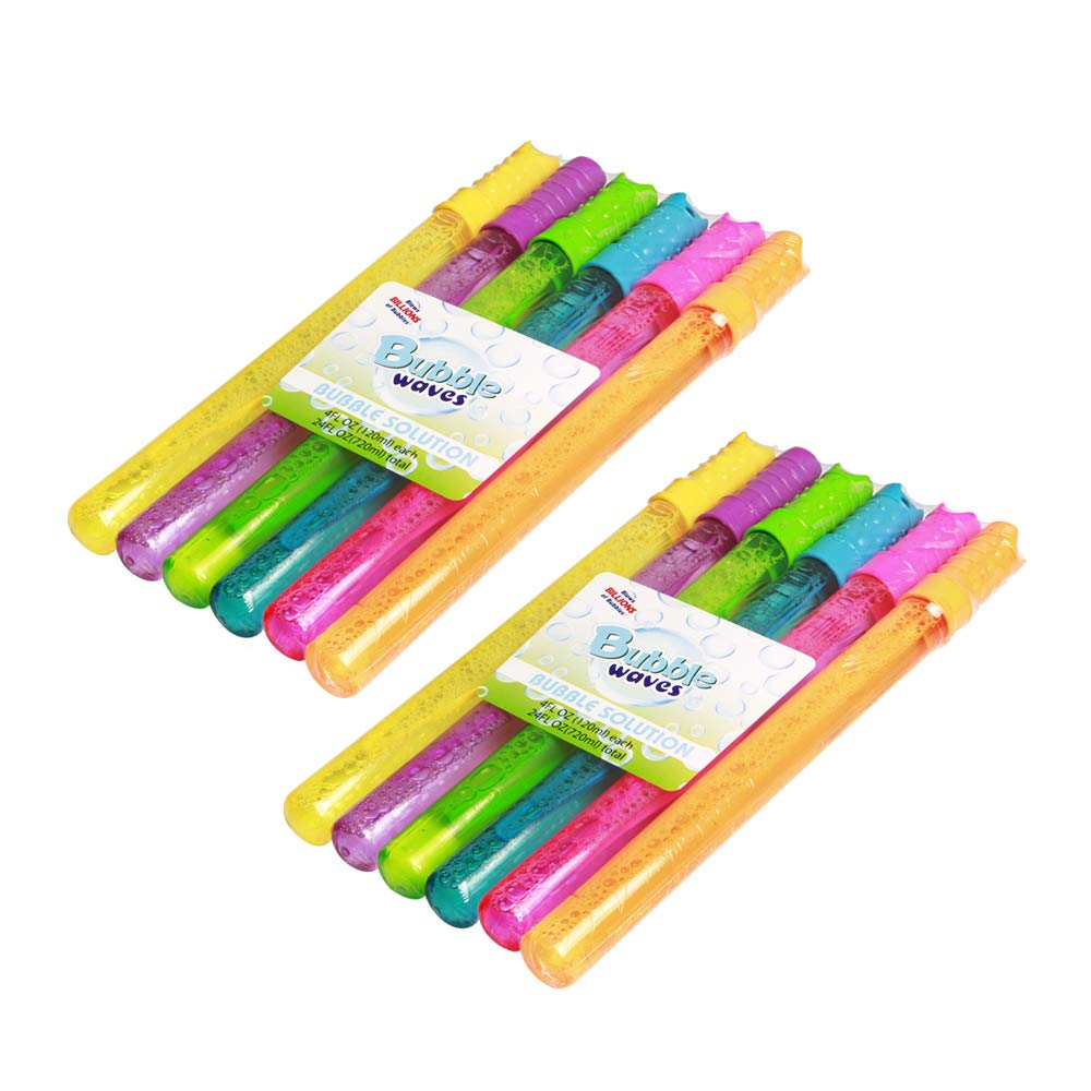 Novelinks 4Oz Big Bubble Wands 12 Pack - 14 Blow Bubbles Solution Bubble Blowing Summer Toy For Party Favor Outdoor Activity