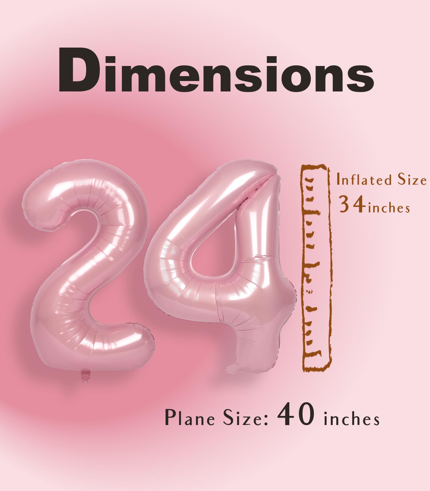 Suwen Pink 40 Inch 1-Piece Number Balloon 0-9, Mylar Birthday Party Decorations For Women, Jumbo Foil Anniversary Party Supplies