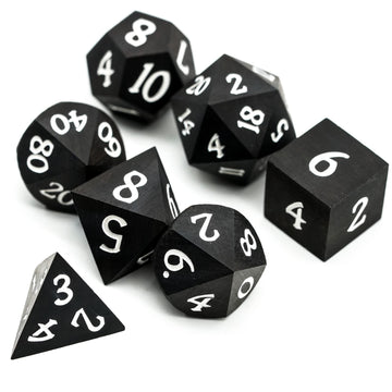 HDdais Wood DND Dice Set, 7PCS Black Polyhedral Dice Set, RPG D&D Dice Made with Ebony Wood for Dungeons and Dragons Role Playin