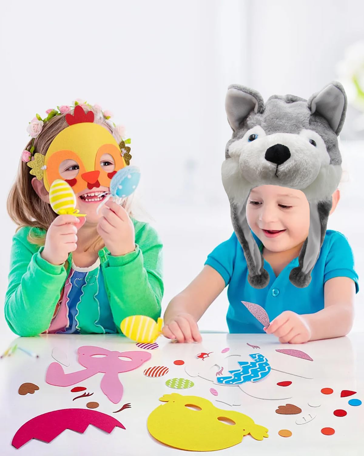 GADMEXILY Plush Husky Animal Hat for Halloween Christmas,Cozy Funny Hats Novelty Party Cap for Kids Girls Boys - One Size (Husky