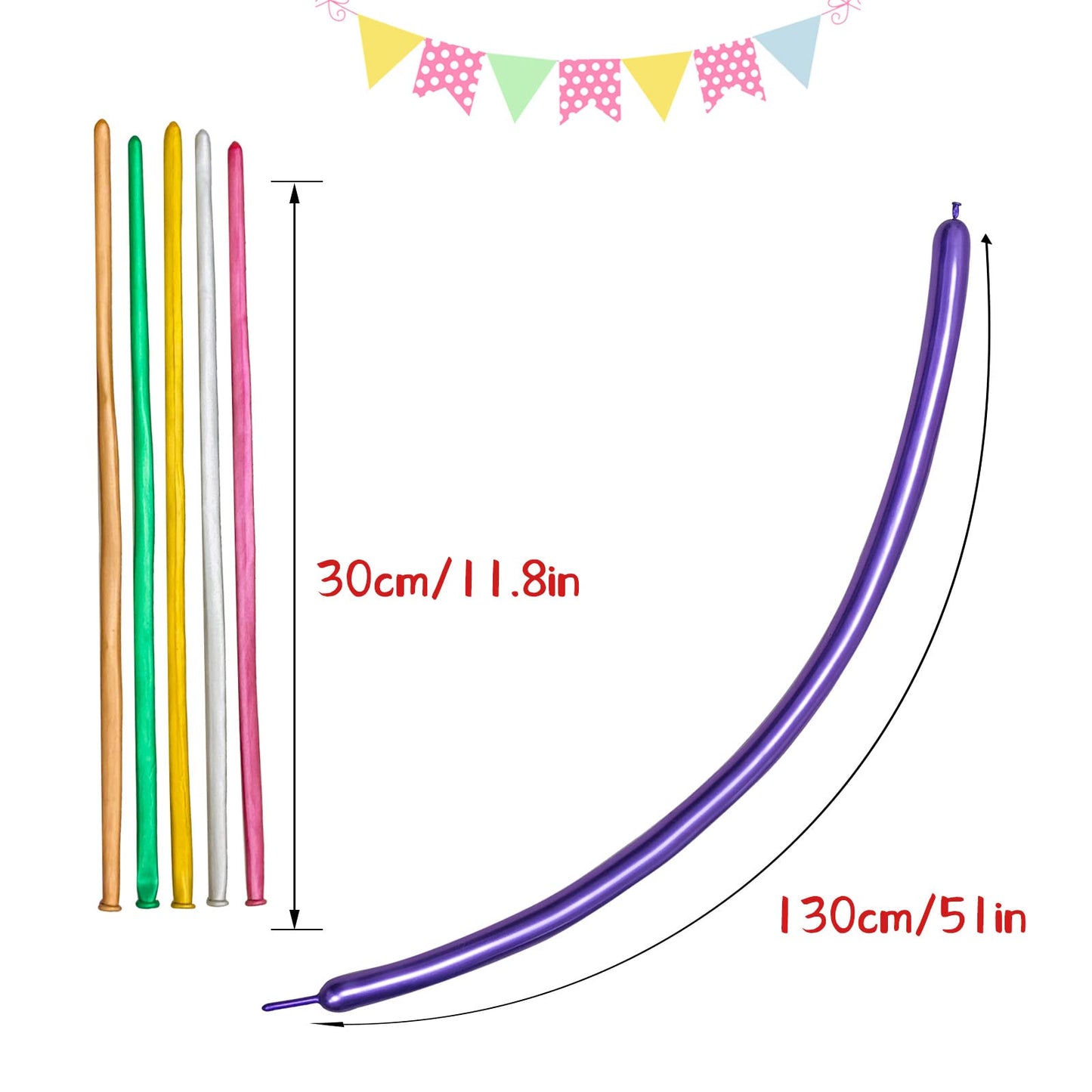 Metallic 260 Long Balloons 100 Pack Multicolored Twisting Animal Balloons Modeling Long Magic Balloons For Diy Animal Model Wedd
