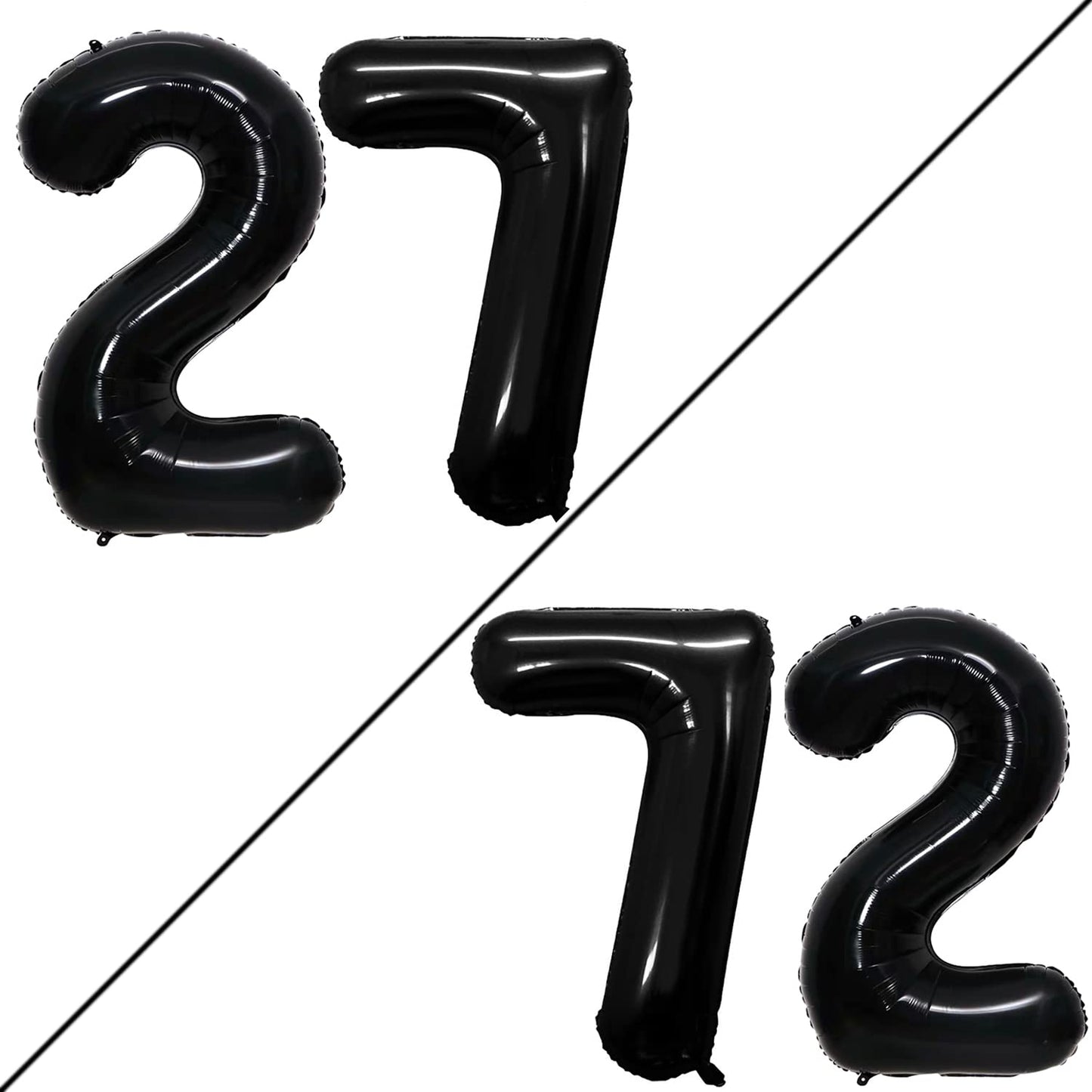 Goer Number 27 Balloons For 27Th Birthday Party Decorations,42 Inch Jumbo Foil Helium 72 Balloons For 72Nd Birthday Party Decoration (Black)