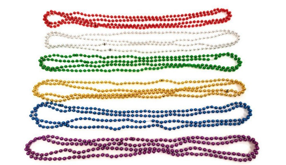 Dondor Enterprises Festive Metallic Beaded Necklaces (30 Pack, MULTICOLORED)