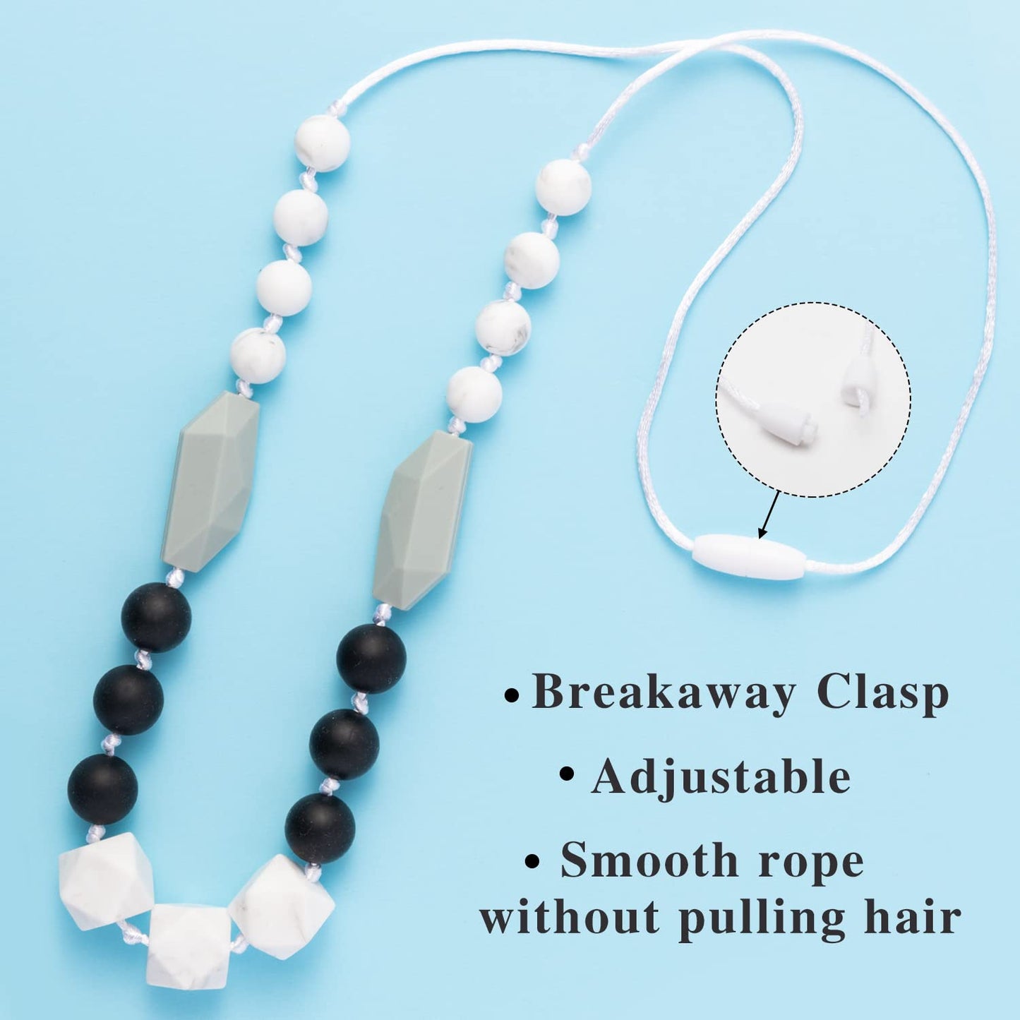 Qimgic 2Pcs Baby Teething Necklace For Mom To Wear, Babies Nursing Necklaces For Kids, Sensory Teether Toys For Toddlers Childre