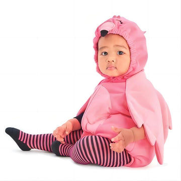 Bonangber Newborn Halloween Costumes Baby Flamingo Costume Wing Sides Hooded Romper Stockings Cute Cosplay Costume(A-Pink,6-12 M