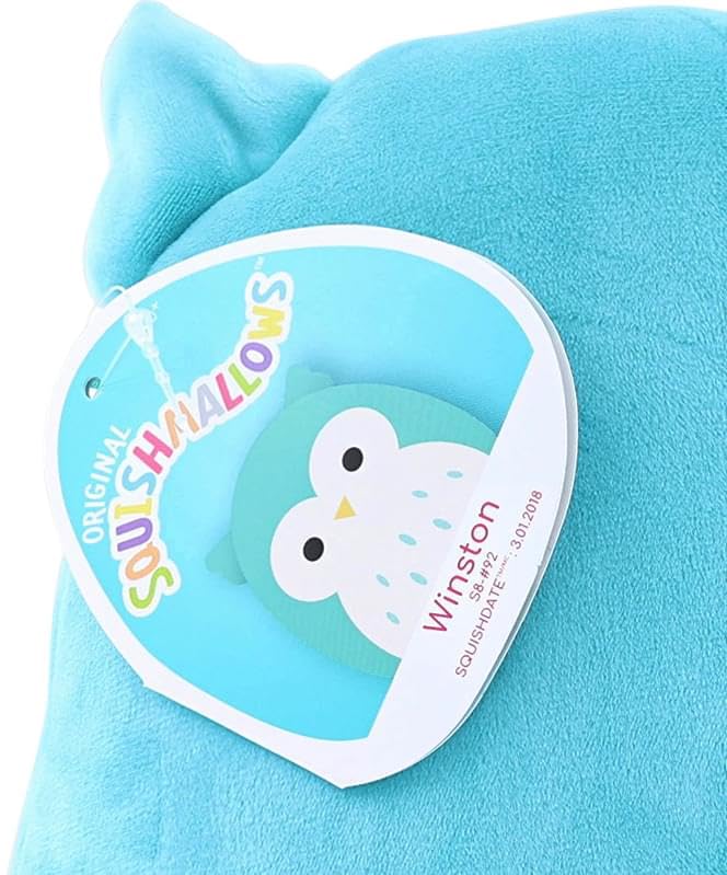 Squishmallow Plush Winston Owl Stuffed Toy - 7.5 Inch, Blue, Polypropylene