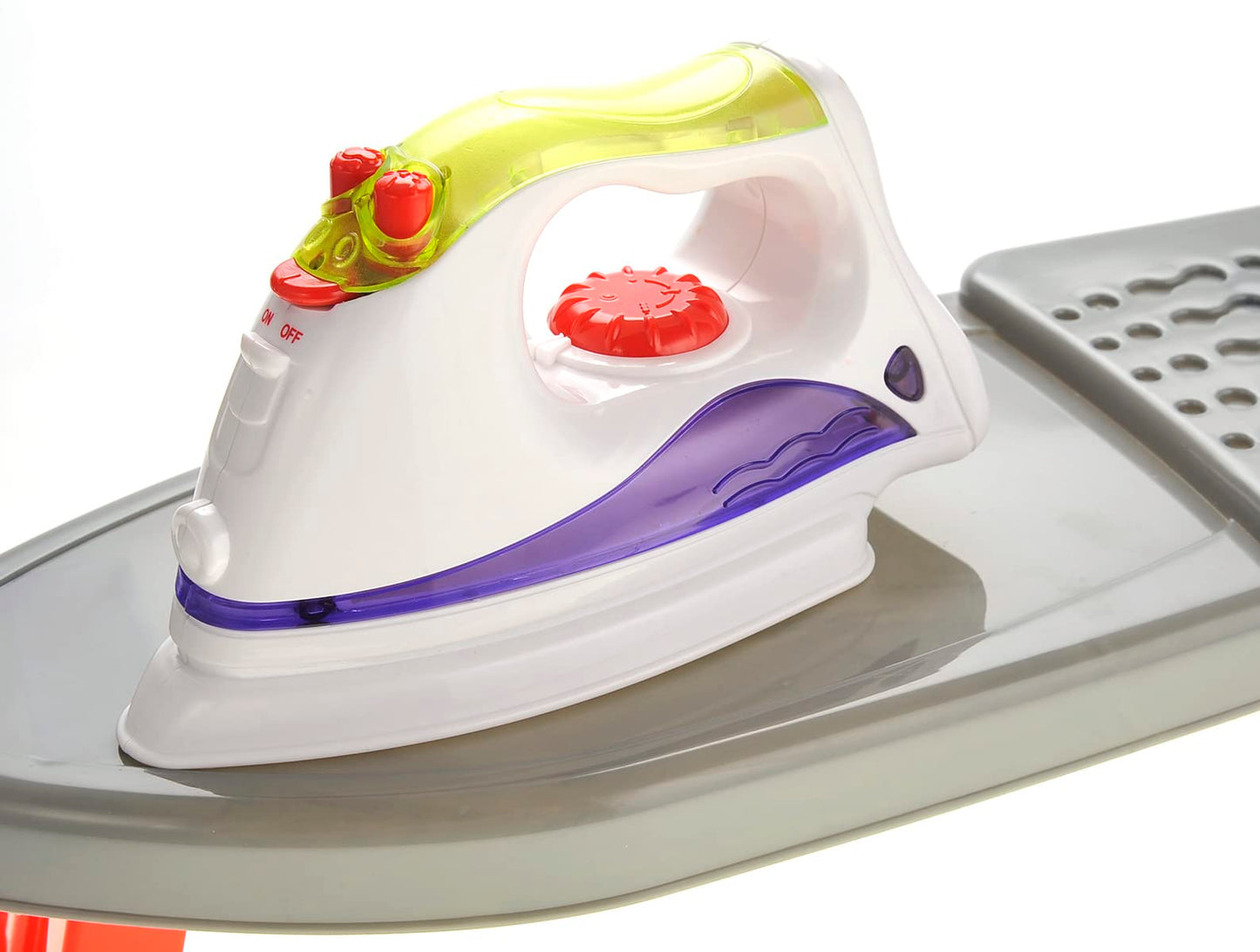 Powertrc Pretend Laundry Play Set Toy For Toddlers, Ironing Board Toy Set With Realistic Light & Sound Iron, Dryer, Hanger For K