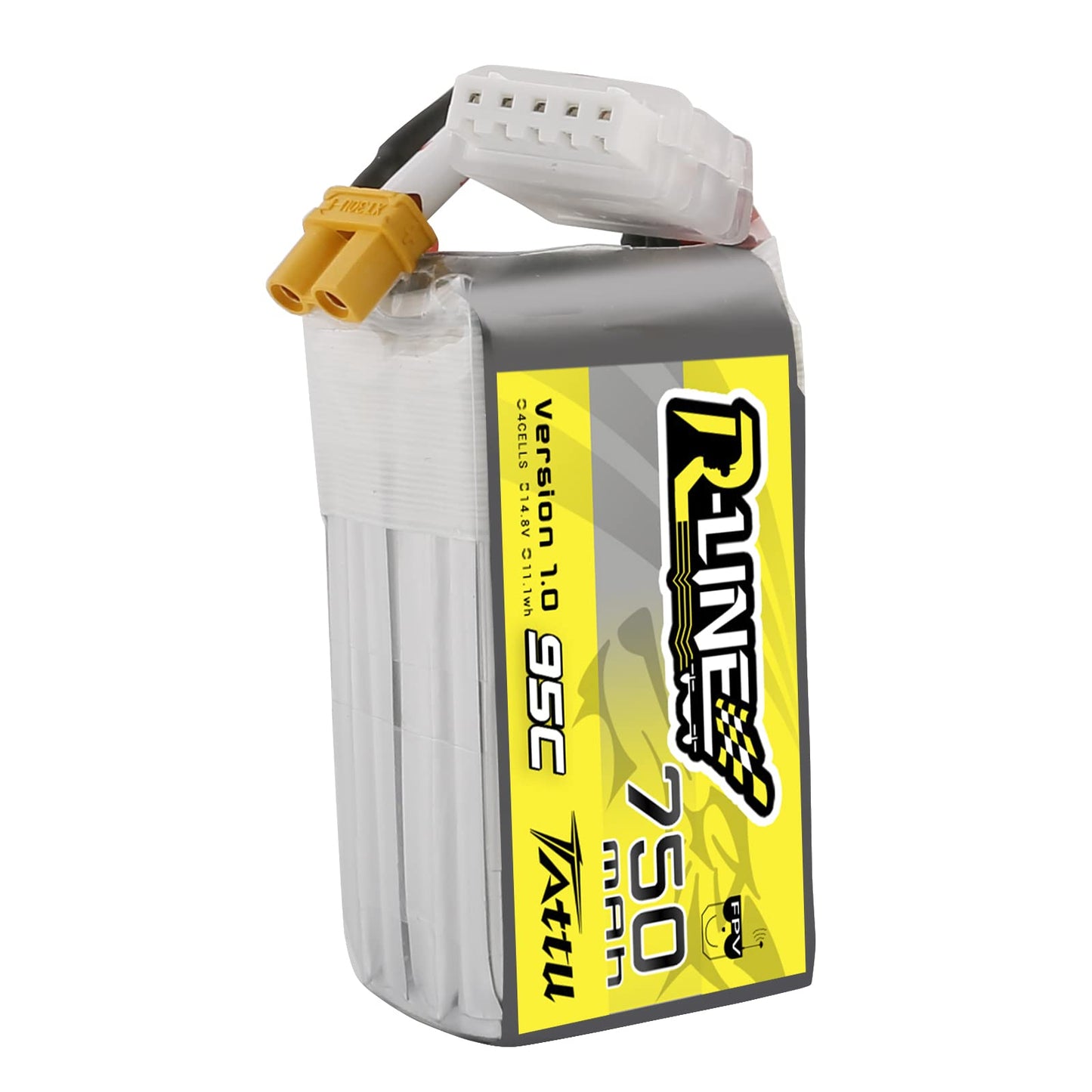 Tattu R-Line 750Mah 14.8V 95C 4S1P Lipo Battery Pack With Xt30 Plug