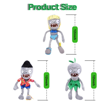 Dyharnsty 3Pcs Plants Vs Zombies Plush Toys Zombie Sets,Pvz Stuffed Figure Doll For Children, Great Gifts For Kids And Fans