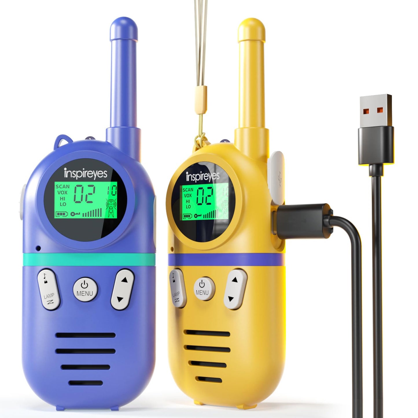 Inspireyes Walkie Talkies For Kids Rechargeable, 48 Hrs Working Time 3 Miles Range 22 Channels 2 Way Radio, Birthday Gifts For Boys Girls,Family Games Outdoor Hiking Camping,3-12 Years Old Toys 2 Pack