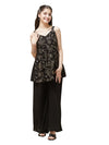 Curly Tales Alpha GirlS Black Sleeveless Silk Embroidered Kurti Plazzo| Ethnic Wear