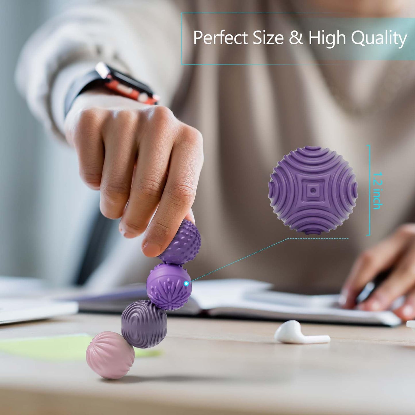 Silicone Magnetic Balls Fidget Toys for Adults & Teens,4PCS Stress Relief Sensory Toys for Autism ADHD Anxiety,Fun Textures Gadg