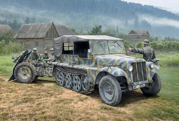 Italeri 6595 SD.Kfz. 10 DEMAG D7 with 7.5 cm Le. IG 18 and Crew, Scale 1:35, Model Kit, Plastic Model to Assemble, Modeling, IT6