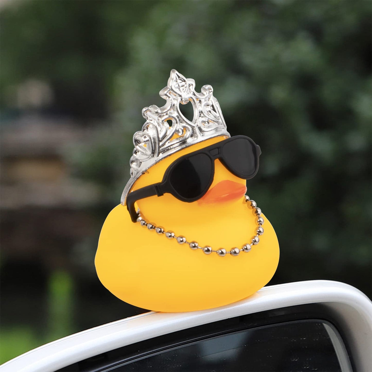 Wonuu Car Duck Rubber Duck Car Ornaments Duck Car Dashboard Decorations With Cute Headband Swim Ring Necklace Sunglasses, C-Male