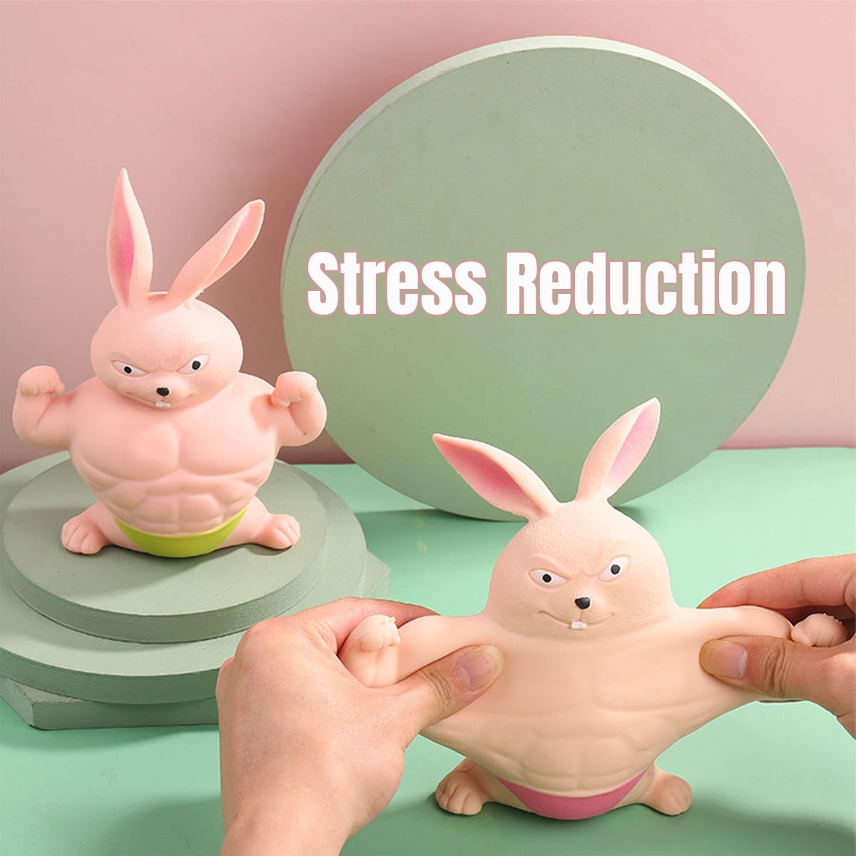 Squishy Rabbit Toy,Squeeze Toy, Stretchy Glue-Sand Filled Rubber Rabbit,Stress Relief Toy and Adults for Anxiety, and Autism, Mu