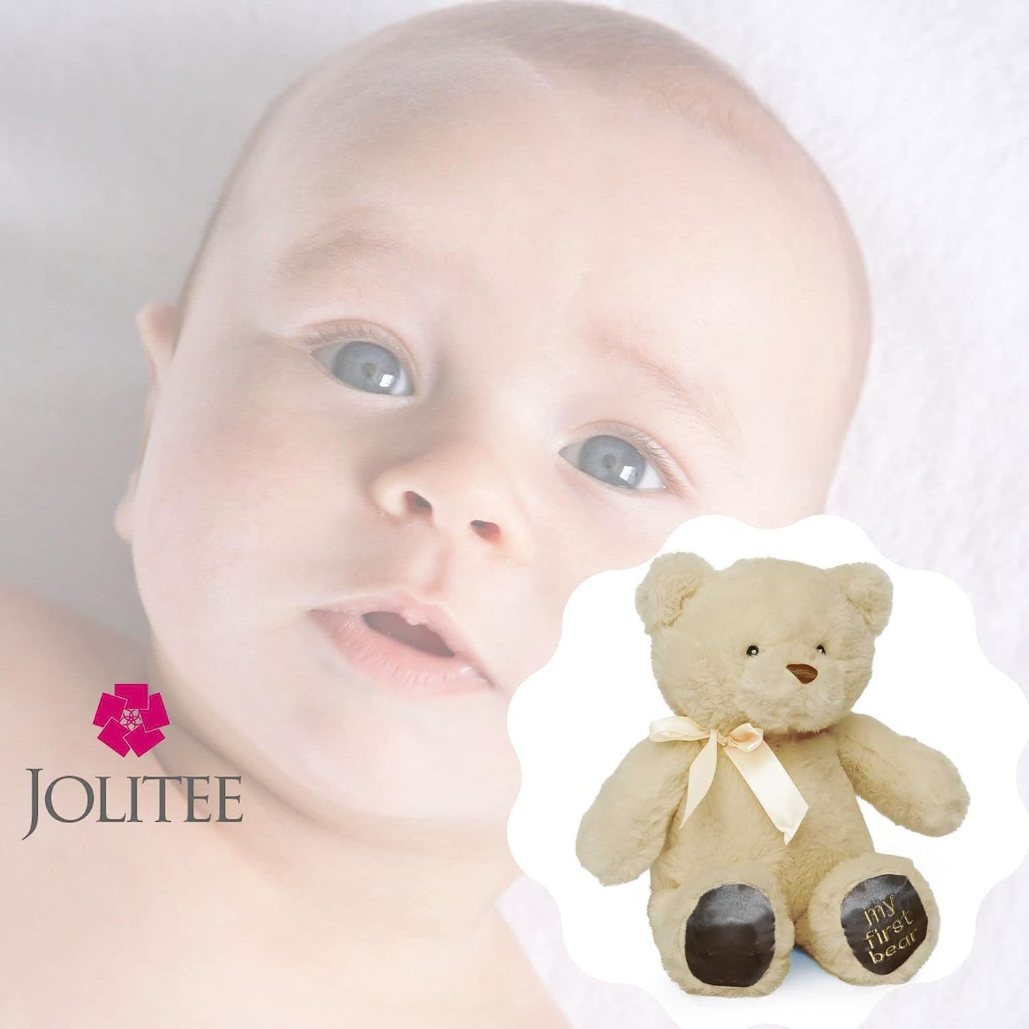 Jolitee My First Bear Stuffed Animal - Beige Neutral Teddy Bear For Baby For Newborn 10'