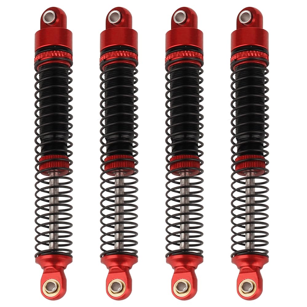 Pothyes 78Mm Aluminum Long Threaded Shocks Absorbers Oil Damper For 1/18 Rc Crawler Trx4M Trx-4M Kupgrade Parts (Red)