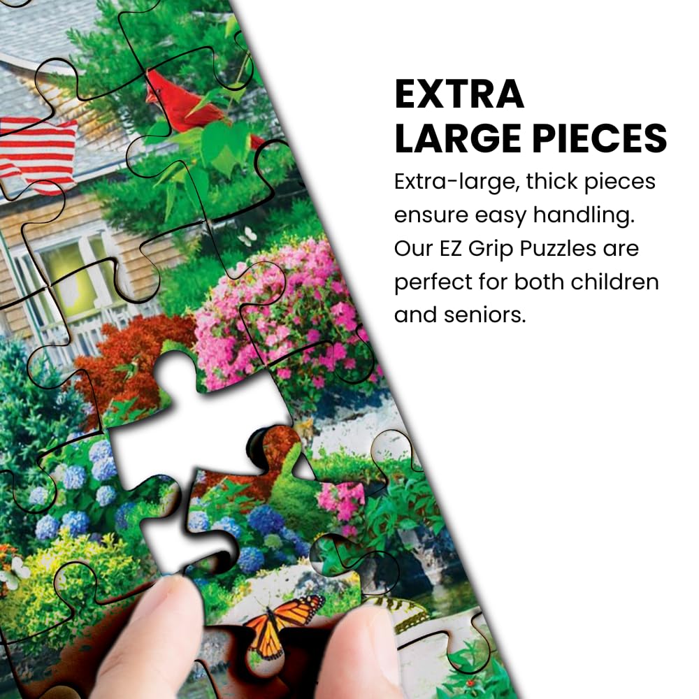 Masterpieces - 300 Piece Jigsaw Puzzle, Large Ez Grip Shapes, Harvest Breeze, Fun For Adults, Seniors, Family, Kids, Non-Glare F