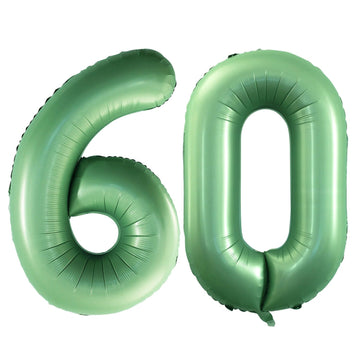 Goer Number 60 Balloons For 60Th Birthday Party Decorations,42 Inch Jumbo Foil Helium Balloons For 60Th Anniversary (Sage Green)