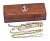 Hampton Nautical Solid Brass/Copper Boatswain (Bosun) Whistle With Rosewood Box, 6', Brass