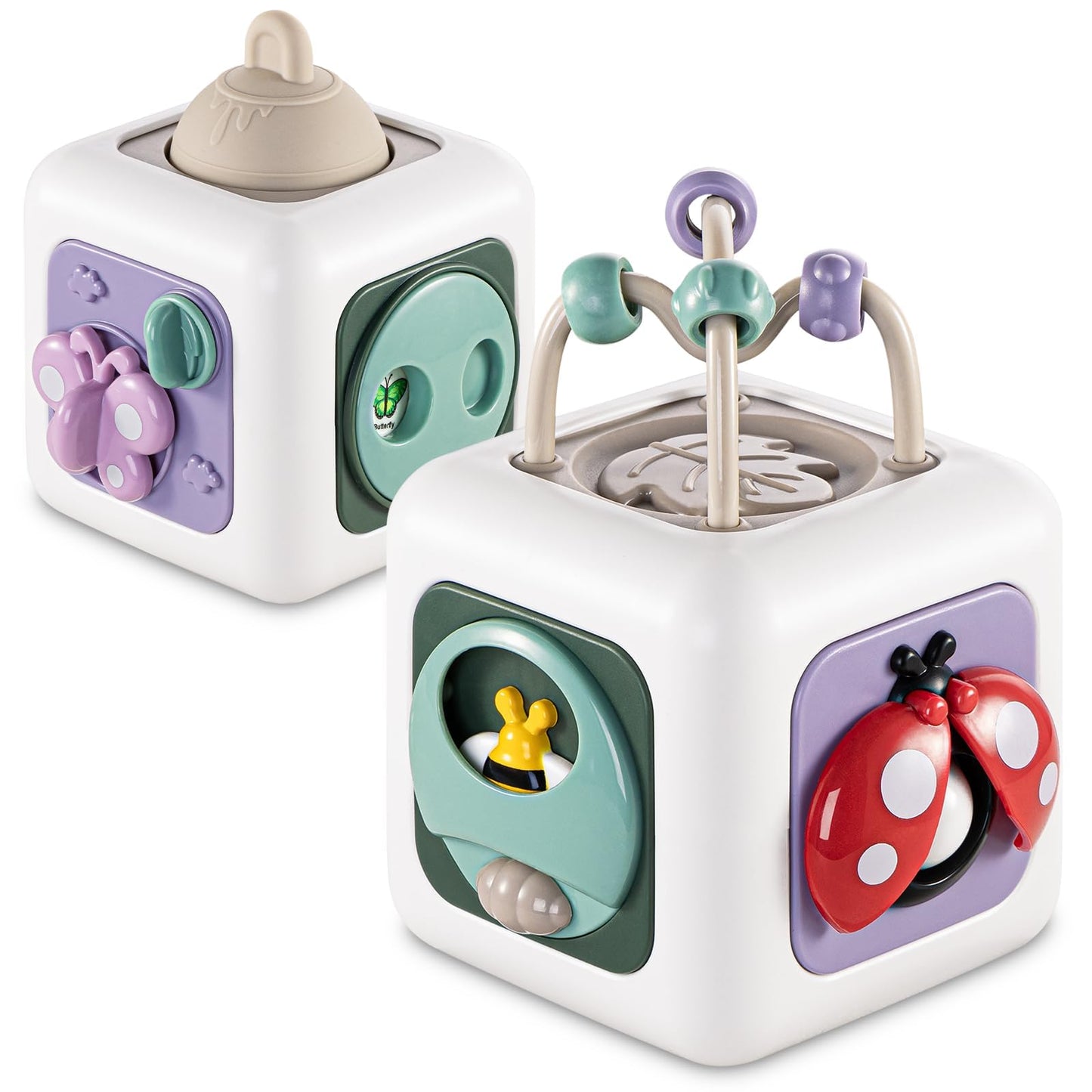 Socbtnso Baby Busy Board Cube, Toys For 1 Year Old Boy Girl, Montessori Toys For 1+ Year Old, Travel Toys For Toddlers 1-3, Lear