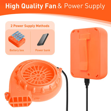 Bzeumk Inflatable Costume Fan - Mini Blower for Costumes, M Size, Plastic, Orange