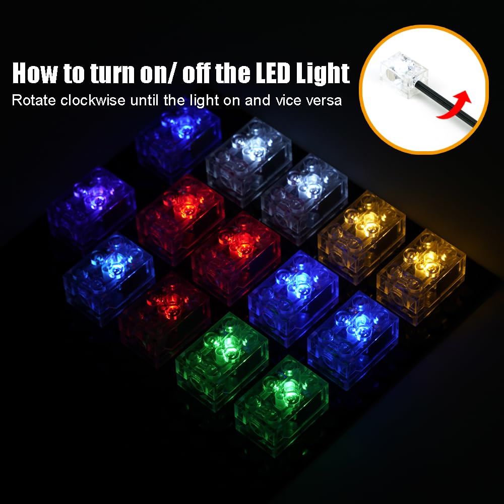Pamvava Lights Bricks Kit Led Light Up, 14 Pieces 2X3 Classic Transparent Accessories Brick Set, Compatible With Major Brands