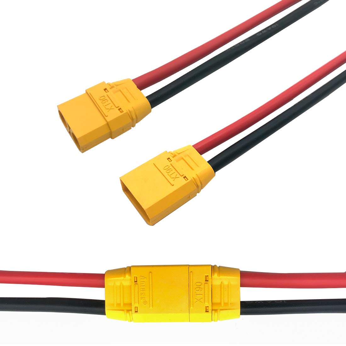 3 Pairs Amass XT90H XT90 Wire XT 90 Plug Male and Female Connector 150mm 10AWG Silicon Wire for RC Lipo Battery FPV Racing Drone