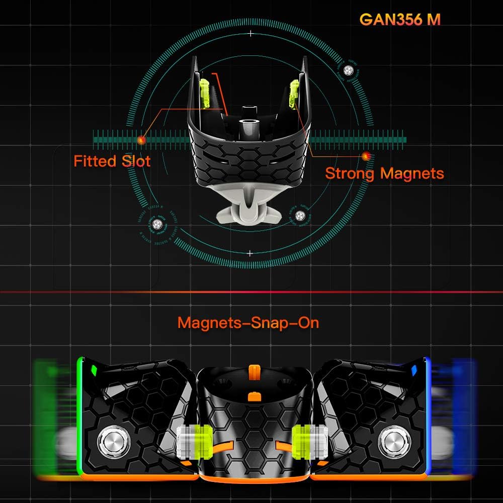 GAN 356 M Magnetic Speed Cube - 3x3 Stickerless, Frosted Coated, Black, Extra GES