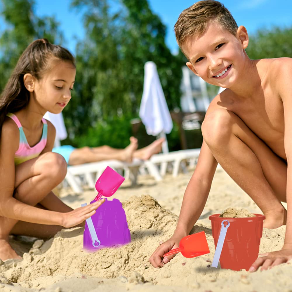 ArtCreativity 6'' Beach Sand Castle Buckets and Shovels Set, Includes 12 Shovels and 12 Pail Buckets with a Sand Castle Design I