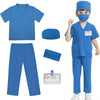 Mizzuco Doctor Costume For Kids,Toddler Nurse Scrubs Halloween Dress Up Cosplay For Boys Girls 3-12 Years (Blue, L-130Cm/5-6Yrs)
