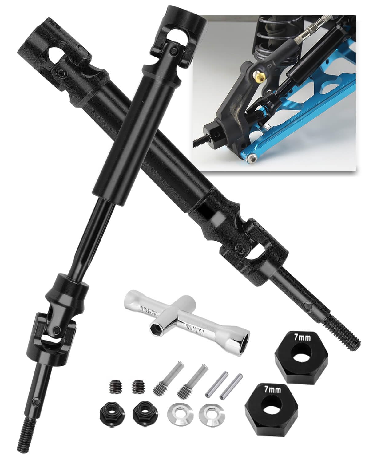 2PCS Rear Stainless Steel Drive Shaft CVD Upgrades Part for 1/10 Stampede VXL 4X4 2WD,Rustler VXL 4X4 2WD,Slash VXL 4X4 2WD,Hoss