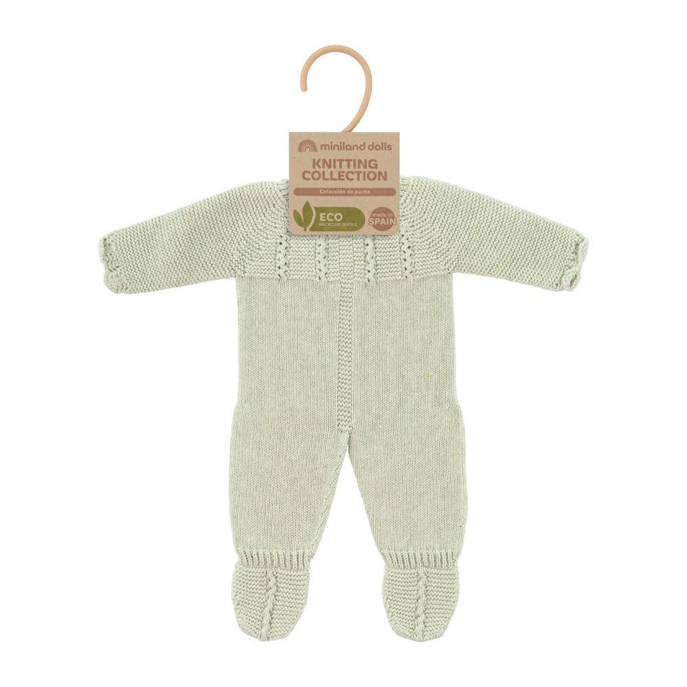 Miniland Clothes for Dolls 15 3/4'' Knitted Pajama Green Color - ECO, Made in Spain, Quality, Role Play, Educational