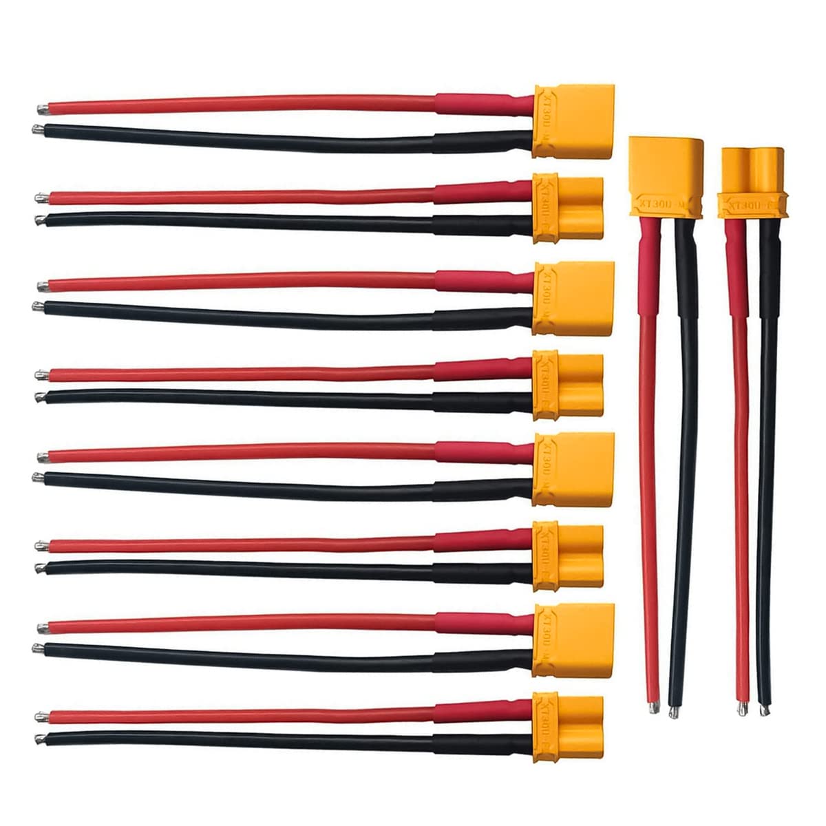 5Pairs XT30 Plug Male Female Connector with 100mm 16AWG Silicone Wire for RC LiPo Battery FPV Drone