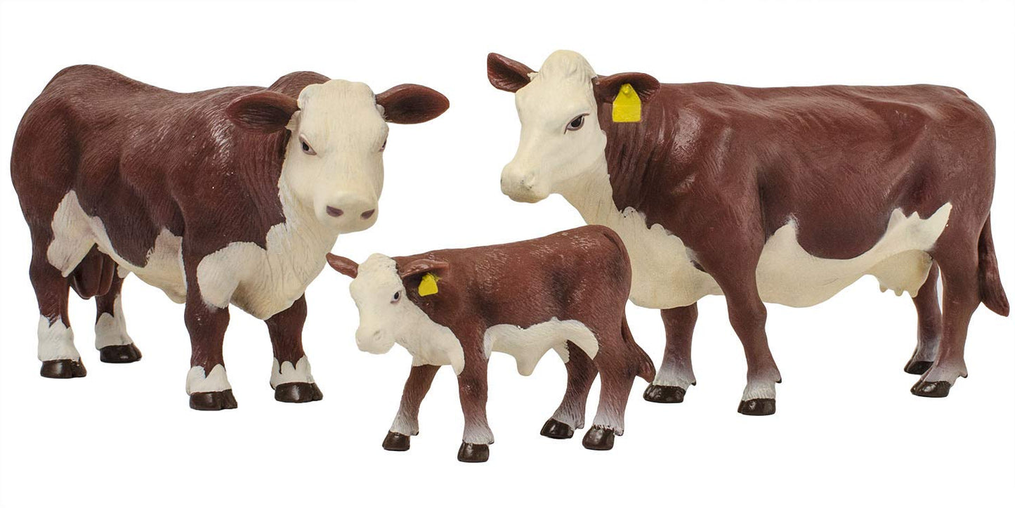 Little Buster Toys Hereford Family Set: Hereford Cow, Bull, and Calf; 1/16th Scale