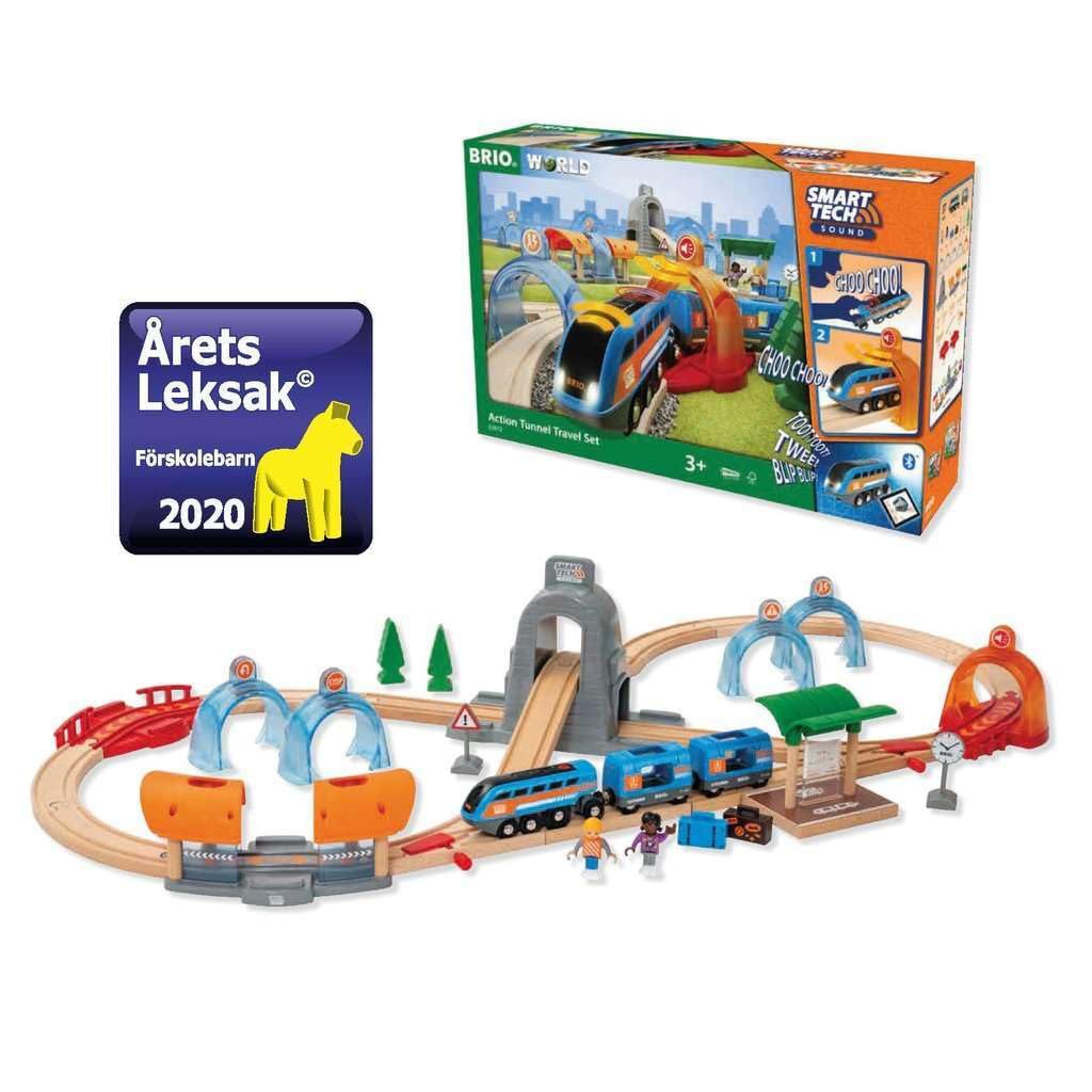 Brio 33972 Smart Tech Sound Action Tunnel Travel Set - Interactive Toy Train Set For Kids | Age 3+ | Exciting Sound Effects | Compatible With Other Brio Sets | Forestry Stewardship Council Certified