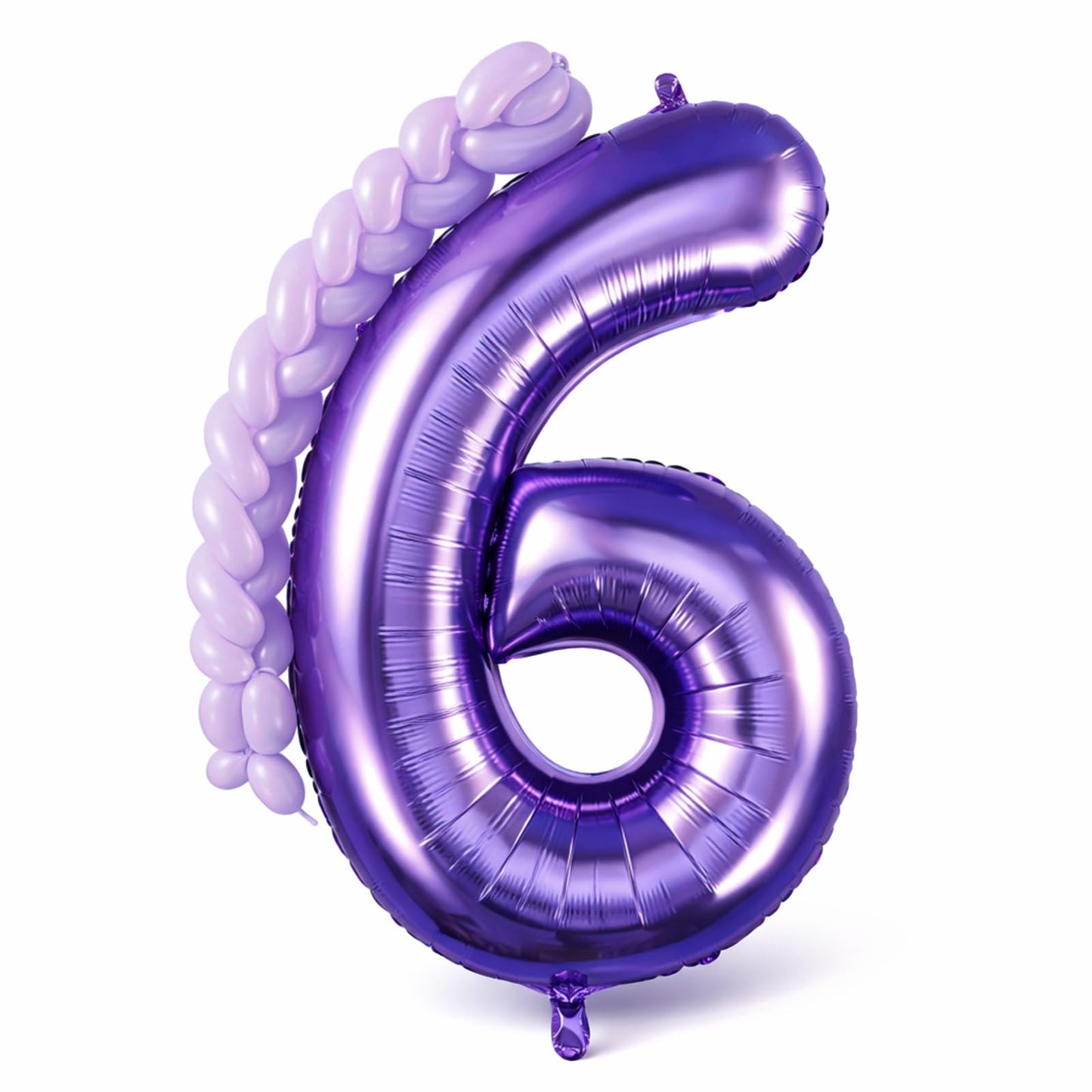 Charnoel Kpop Number 6 Balloons 40 Inch Purple Foil Birthday Balloons Kpop Themed Party Decorations for Cartoon Birthday Party B