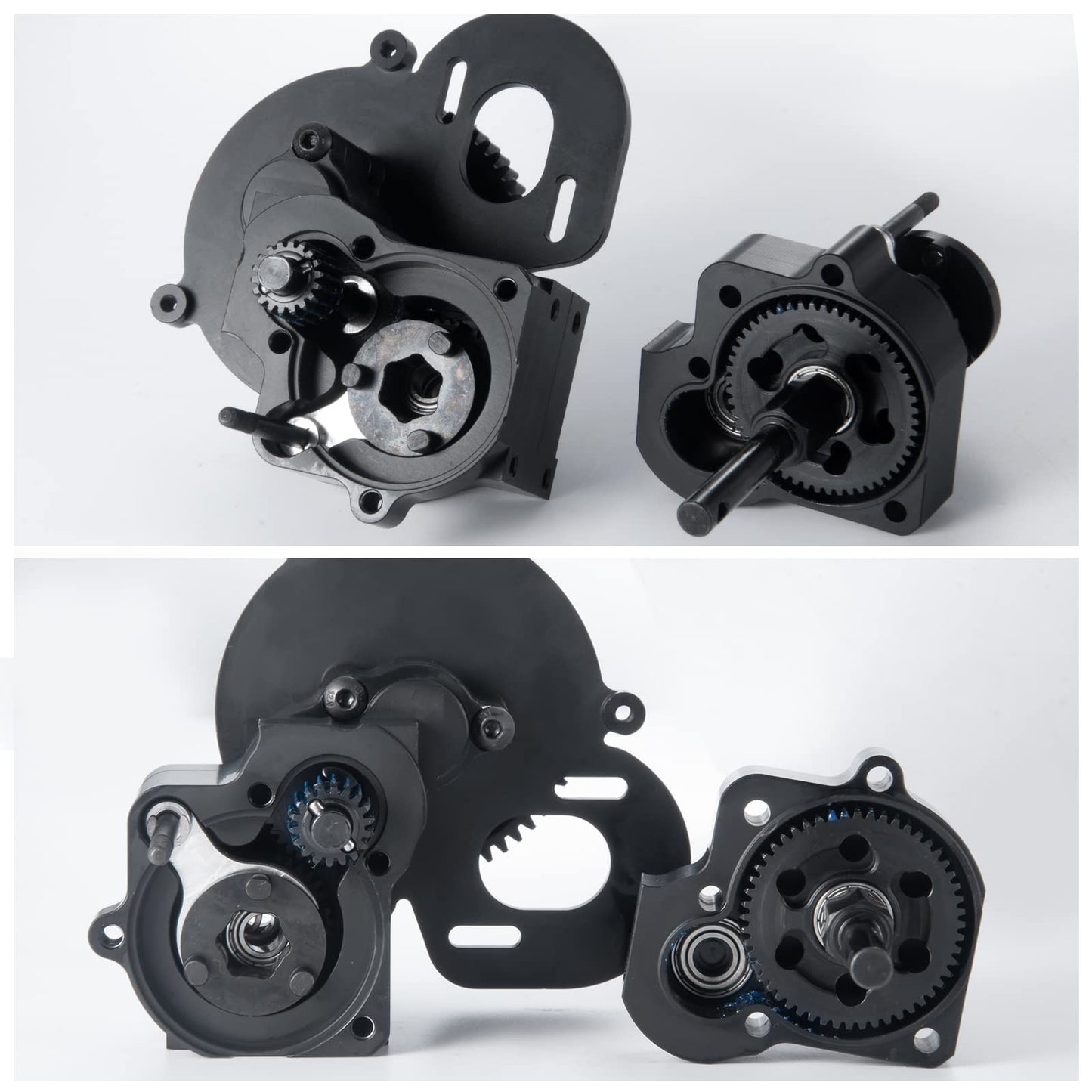Benedict Harry 2 Speeds Metal Complete Transmission Case Gearbox with Dig Gear for 1:10 Axial SCX10 RC Crawler Car